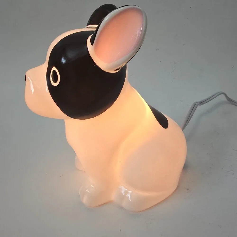 French Bulldog Black & White Ceramic Night Light Lamp